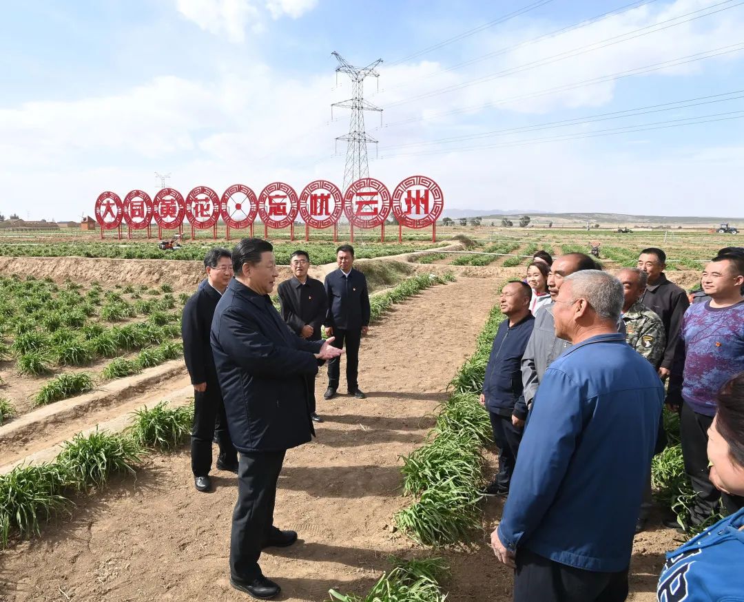 2020年5月11日，習(xí)近平考察山西大同市云州區(qū)有機(jī)黃花標(biāo)準(zhǔn)化種植基地。新華社記者 李學(xué)仁 攝